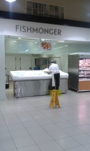 At 7 a.m. I was at the grocery store, where even the Fishmonger was still getting started. 