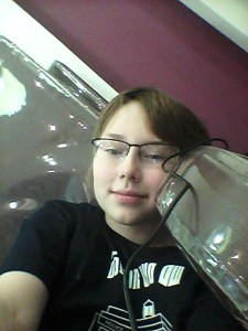 Took D to get a manicure with me at 3 p.m. He took this selfie. He also said that my nail color made it look like my skin had grown over my nails. (Poor D looks so pale in this picture.)